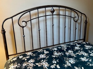 lot 24 image: Ornate Metal Queen Headboard  Frame