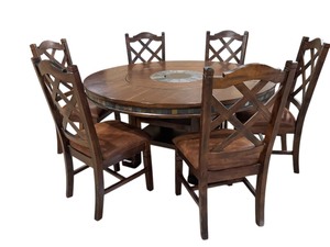 lot 7 image: Sunny Designs Santa Fe 60 Round Dining Table with Lazy Susan