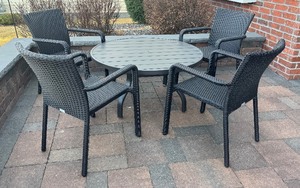 Four Prestige Patio Chairs and Round Patio Table