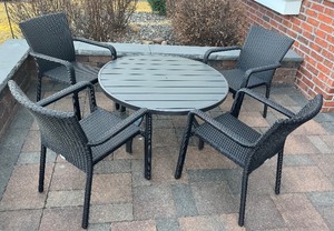 Four Prestige Patio Chairs and Round Patio Table