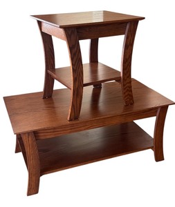 lot 9 image: Simply Amish Handcrafted Wooden Coffee Table and Matching End Table