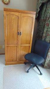 lot 25 image: Computer Cabinet with Contents and Office Chair