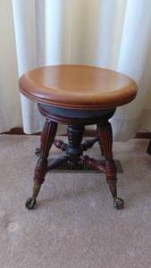 lot 51 image: Hardwood Paino Stool with Glass Ball Craw Feet