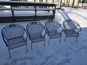 4- Metal Barrel Back Patio Chairs