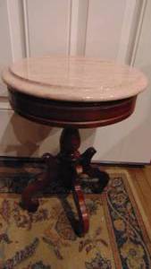 lot 13 image: 14 Rd Marble Top Mahogany Side Table