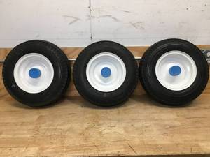 lot 58 image: Lot of 3 - 1 HS Fixed Hub WB Tires 480-8 LRB (Retails for $99)