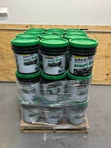 lot 87 image: LATEX-ITE Pallet of 36-  4.75 Gal. Airport Grade Asphalt Driveway Filler Sealant