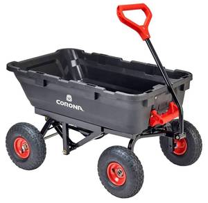 lot 15 image: CORONA Poly Dump Cart 400 Pound Capacity Quick Release Dumping 10 Inch Pneumatic Tires for Gardening