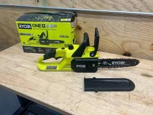 lot 16 image: RYOBI ONE HP 18V Brushless 10 in. Battery Chainsaw (Tool Only)