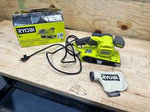 lot 118 image: RYOBI 6 Amp Corded 3 in.W x 18 in.L Portable Belt Sander