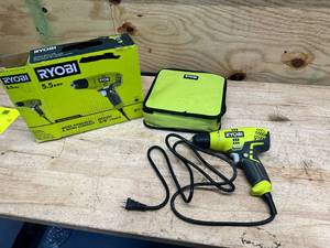 lot 142 image: RYOBI 5.5 Amp Corded 38 in. Variable Speed Compact DrillDriver with Bag