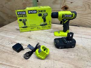 lot 155 image: RYOBI ONE 18V Cordless 38 in. DrillDriver Kit with 1.5 Ah Battery and Charger