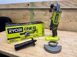 lot 159 image: RYOBI ONE 18V Cordless 4-12 in. Angle Grinder (Tool Only)