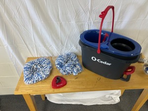 lot 46 image: O-Cedar Rinse, Clean, Spin mop and bucket