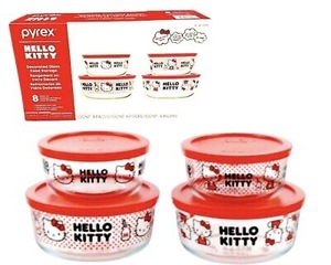 lot 24 image: Hello Kitty pyrex 8pc. Bowl Set
