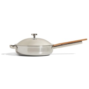 lot 95 image: NEW - Our Place Titanium Gold Pan, Lid, Steamer, Spatula