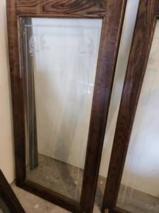 lot 22 image: Set of 2 Oak French Door Panels with Etched Glass