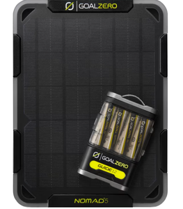 lot 405 image: Goal Zero Nomad 5  Guide 12 Powerbank Solar Kit