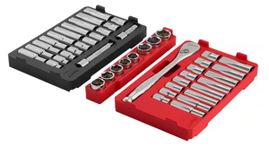 lot 91 image: 47PCS Milwaukee 48-22-9487 12 Drive Ratchet & Socket Set