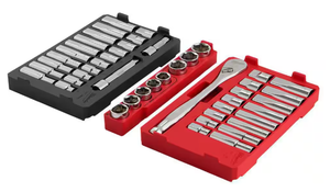 lot 92 image: 47PCS Milwaukee 48-22-9487 12 Drive Ratchet & Socket Set