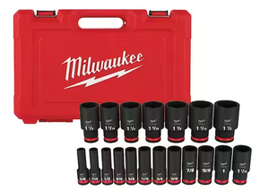 lot 96 image: 19PCS Milwaukee SHOCKWAVE 12 Drive SAE 6 Point Impact Socket Set
