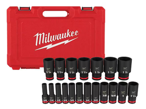 lot 132 image: 19PCS Milwaukee SHOCKWAVE 12 Drive SAE 6 Point Impact Socket Set