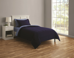 lot 225 image: 5PCS TwinTwin XL Mainstays Reversible Bed in a Bag Comforter Set with Sheets