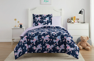 lot 226 image: 5PCS Twin Size Your Zone Glow in the Dark Unicorn Bed in a Bag