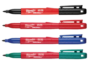 lot 237 image: LOT OF 15 4PCS INKZALL Multi-Colored Fine Point Jobsite Permanent Markers