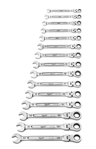 lot 25 image: 15PCS Milwaukee Metric Flex Head Ratcheting Combination Wrench