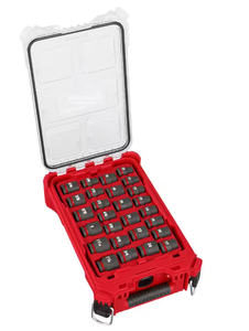 lot 191 image: 27PCS Milwaukee SHOCKWAVE Impact-Duty 12 Drive Metric and SAE Standard Impact PACKOUT Socket Set