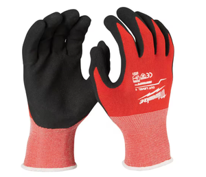 lot 255 image: LOT OF 8 Large Milwaukee Red Nitrile Level 1 Cut Resistant Dipped Work Gloves
