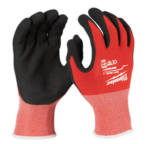 lot 256 image: LOT OF 8 Large Milwaukee Red Nitrile Level 1 Cut Resistant Dipped Work Gloves