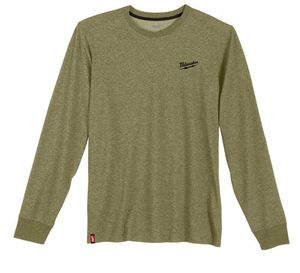 lot 285 image: LOT OF 2 Milwaukee Mens Green CottonPolyester Long-Sleeve Hybrid Work T-Shirt