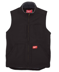 lot 292 image: 3XL Milwaukee Mens Black Heavy-Duty Sherpa-Lined Vest with 5-Pockets