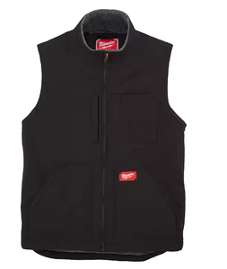 lot 293 image: 2XL Milwaukee Mens Black Heavy-Duty Sherpa-Lined Vest with 5-Pockets