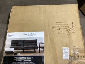 lot 703 image: Mainstays Pillow Top Futon, Charcoal