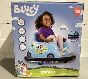 lot 580 image: 6V Bluey Bumper Car Ride on Toy for Children, by Flybar