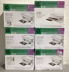 lot 591 image: LOT OF 6 HP DeskJet 2852e & Envy6152e Wireless All-in-One Color Inkjet Printer, Scanner, Copier