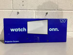 lot 605 image: Onn. 120 Portable IndoorOutdoor 169 Projection Screen with Stand