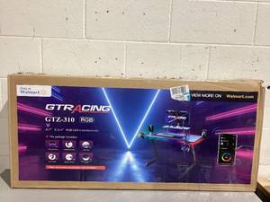 lot 711 image: GTRACING Ergonomic Curved 3-Sided LED Z-Leg Gaming Desk