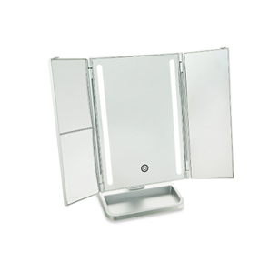 lot 339 image: LOT OF 2 Trifold LED Lighted Makeup Mirror, Silver