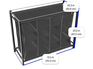 lot 696 image: Better Homes & Gardens 4-Tier Charleston 16 Pairs Shoe Organizer, 32.5 IN W x13.5 IN D x 25 IN H, Gray