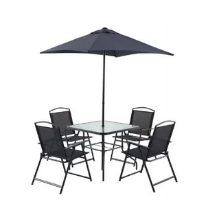 lot 702 image: Mainstays Albany Lane 5-Piece Dining Set, Black, Outdoor Living. CHAIRS ONLY