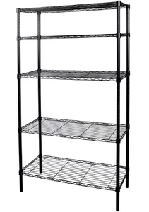 lot 710 image: Hyper Tough 5-Tier Wire Storage Shelves, 36 W x 16 D x 72 H, 1750 lb Load Capacity, Black