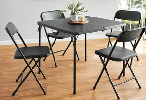 lot 716 image: Mainstays 34 Square Resin Fold-in-Half Table, Rich Black