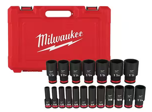 lot 221 image: 19PCS Milwaukee SHOCKWAVE 12 Drive SAE 6 Point Impact Socket Set