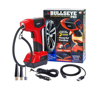 lot 556 image: Bullseye Pro Tire Inflator 150 PSI Electric Air Compressor Portable Air Pump Car Bike LED 12V