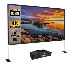 lot 588 image: Onn. 120 Portable IndoorOutdoor 169 Projection Screen with Stand