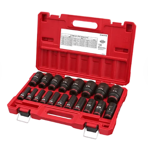 lot 560 image: 19PCS Milwaukee SHOCKWAVE Impact Duty 12 Drive SAE Deep 6 Point Socket Set
